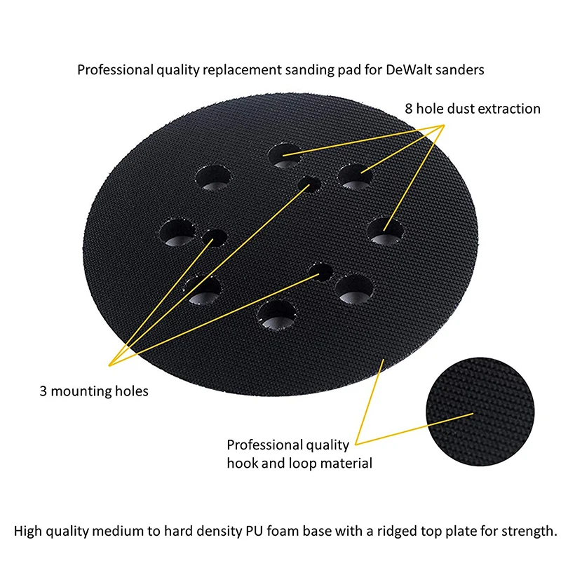

2 Pcs 5 Inch 8 Hole Hook and Loop Sander Pad,Replacement Sander Pad for DeWalt DW421/K, DW423/K DW426