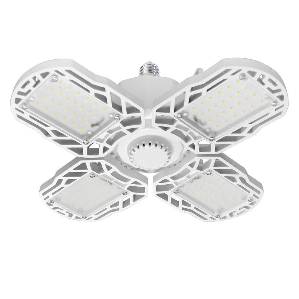 

E27 80W Four Leaf Industrial Deformable Lamp Workshop Warehouse Hollowed Out Barn Adjustable Angle LED Garage Light Easy Install
