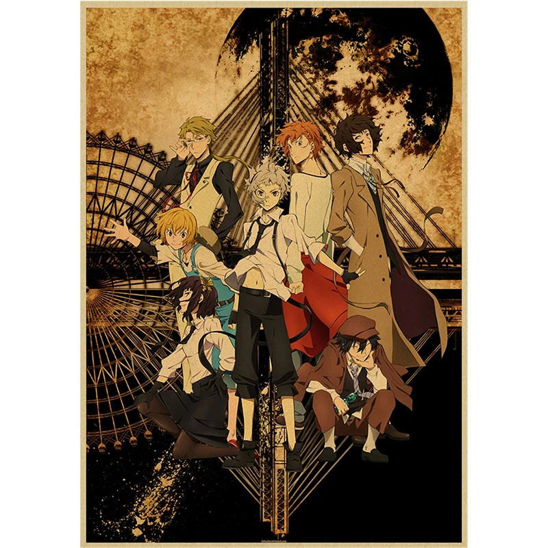 Постер из крафт-бумаги с японским аниме бродячие псы художественные плакаты в