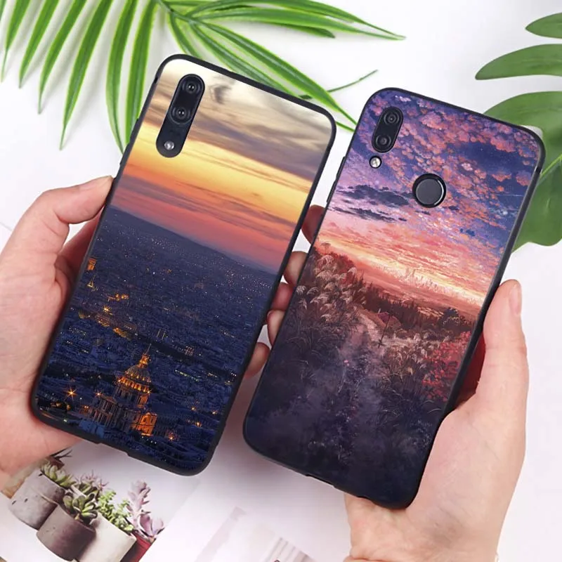 Крышка с пейзажем для xiaomi redmi note 7 8 pro 7a k20 5 6 4x Прозрачный однотонный Мягкий