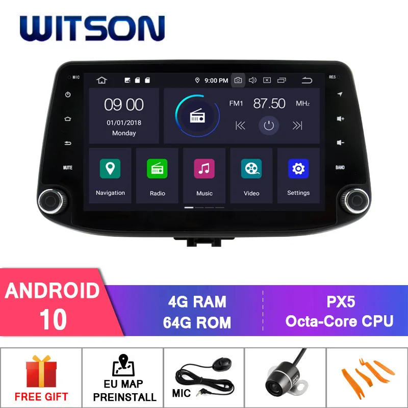Автомобильный радиоприемник WITSON Android 10 0 IPS HD экран для HYUNDAI I30 2018 4 Гб ОЗУ + 64 ГБ флэш