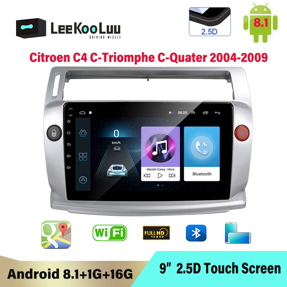 Автомагнитола LeeKooLuu 2 Din Android 8 1 GPS навигация для Citroen C4 C Triumph четыре 2005 2006 2007 2008 2009