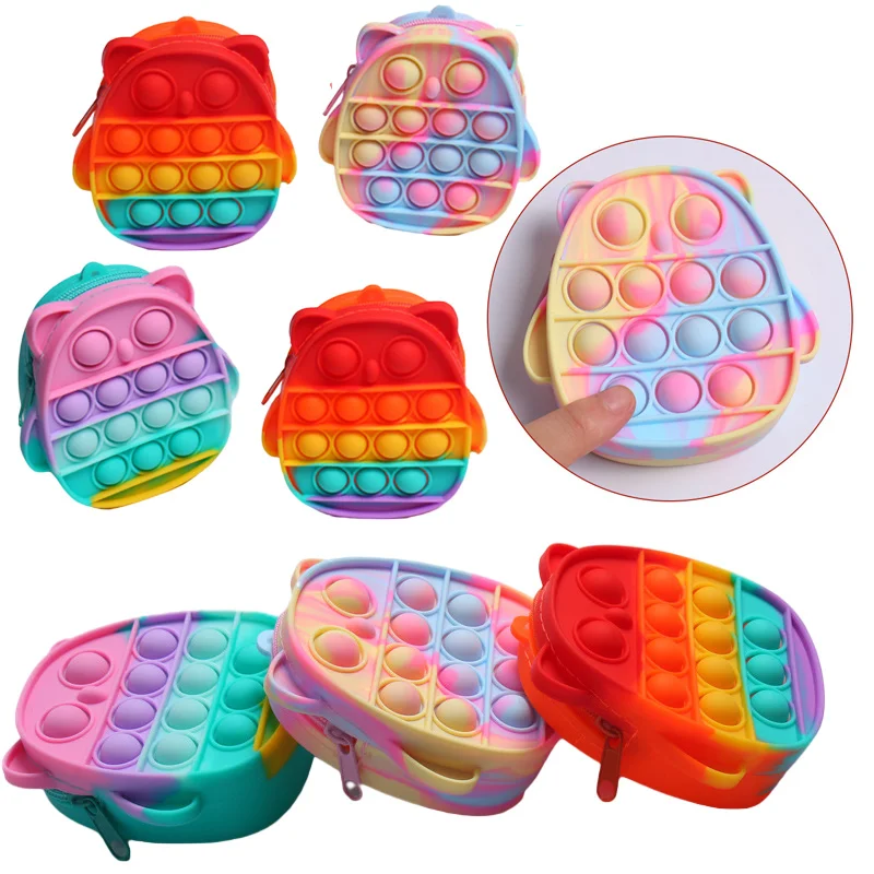 

Animal Owls Style Pop It Fidget Toys Cute Coin Purse Bag Push Bubble Spinner Stress Simple Dimple Autism Pop It Fidget Toys