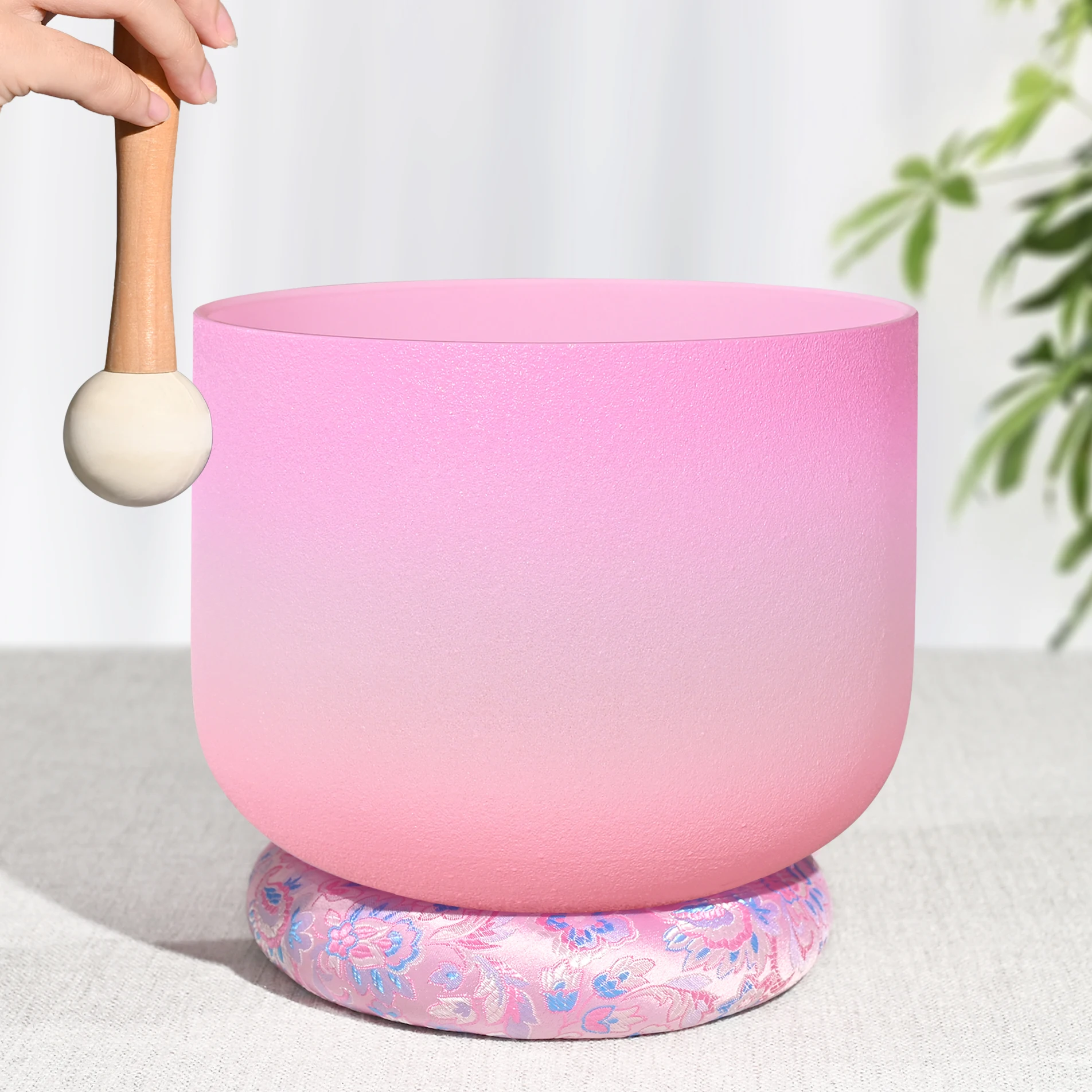 CVNC 8 Inch B or F Note Candy Colored Frosted Quartz Crystal Singing Bowl for Sound Healing Meditation Instrument enlarge
