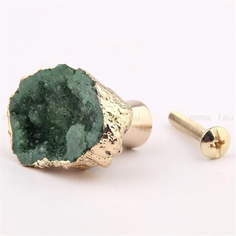 Ручка из натуральной латуни с кристаллами в скандинавском стиле роскошная