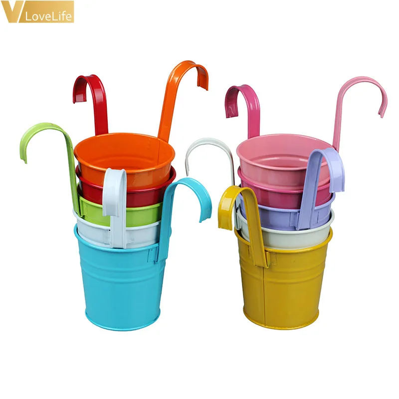 10 шт. Висячие цветочные Горшки Металлические горшки ковши железные с крючком