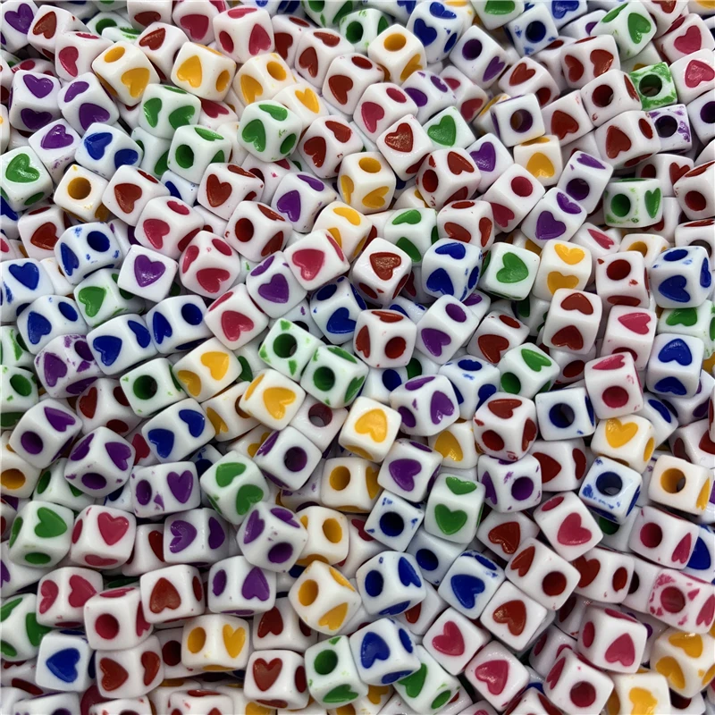 Акриловые разделенные бусины квадратной формы для сердечек 100 шт./лот 5 мм