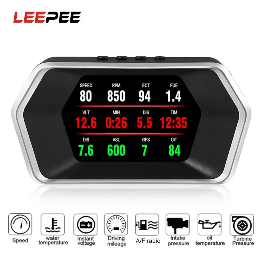 

Dual Mode Car HUD Head Up Display OBD2+GPS Multifunction Water Temperature Overspeed Voltage Security Alarm RPM KM/H MPH