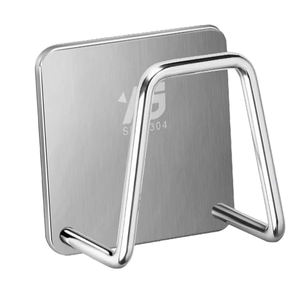

Sponge Holder, Wall Mount Adhesive Hooks Hanger Sponge Soap Scrubbers Holder Hanger Bathroom Kitchen Home Organizer, Silver