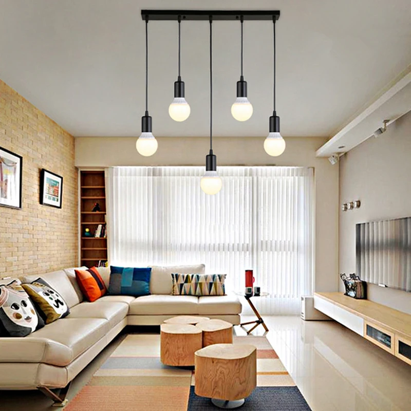 Современные Люстры черно-белого цвета в стиле лофт Регулируемая лампа Эдисона