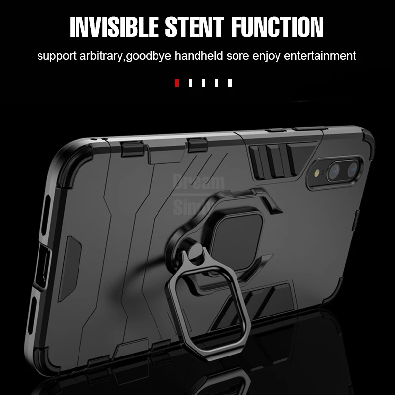 

For Huawei P30 P20 Mate 20 Pro Lite 9 10 Nova 3 3i 4 Luxury Armor Finger Ring Case For P Smart Y6 Y7 Y9 2019 Phone Cover Case