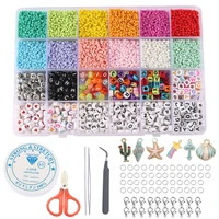 2mm glass seed beads started kit small craft beads with tool kit for diy craft bracelet jewelry making supplies