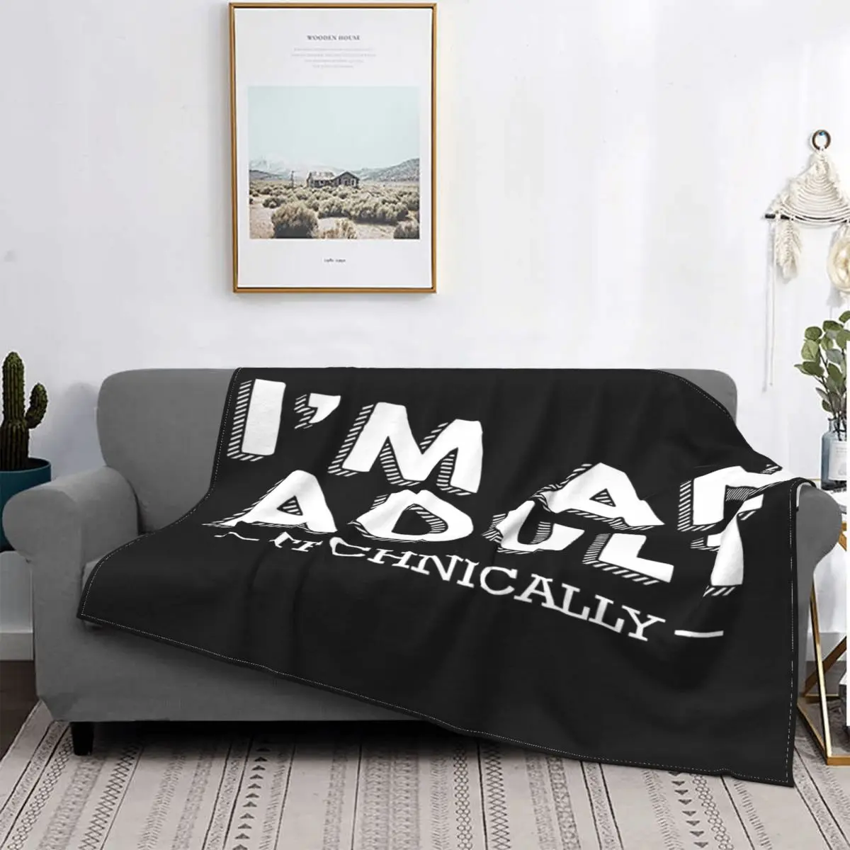 

I'M An-Manta con capucha para adulto, a cuadros cubrecama para cama, sofá, 18