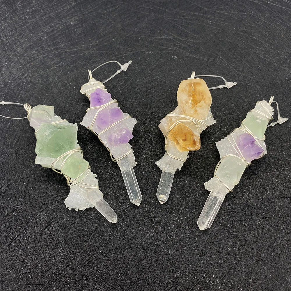 

1pcs Natural Stone Crystal Pendant Irregular Shape Colorful Designer Charm Jewelry Necklace Accessories Making Men and Women