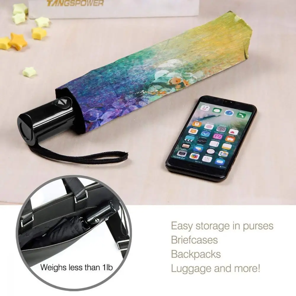 

Wind Resistant Folding Automatic Umbrella Women Auto Abstract Floral Painting Windproof Umbrellas Rain For Men Parasol