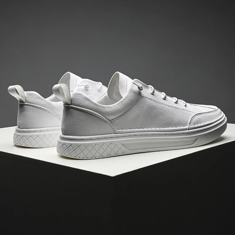 Классические мужские повседневные туфли модные кроссовки на шнуровке кожаные