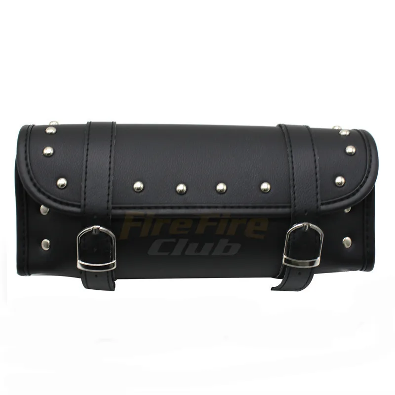 

Motorcycle Front Rear Fork Tool Bag Handlebar Bags Luggage Saddlebag Motorbike Side Tool Tail Bag Black PU Leather