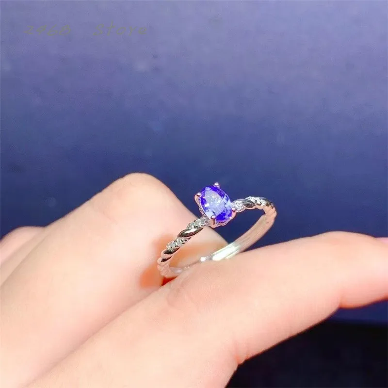 

New women's 925 silver inlaid natural tanzanite ring, exquisitely crafted, stylish and individual, highlighting the temperament