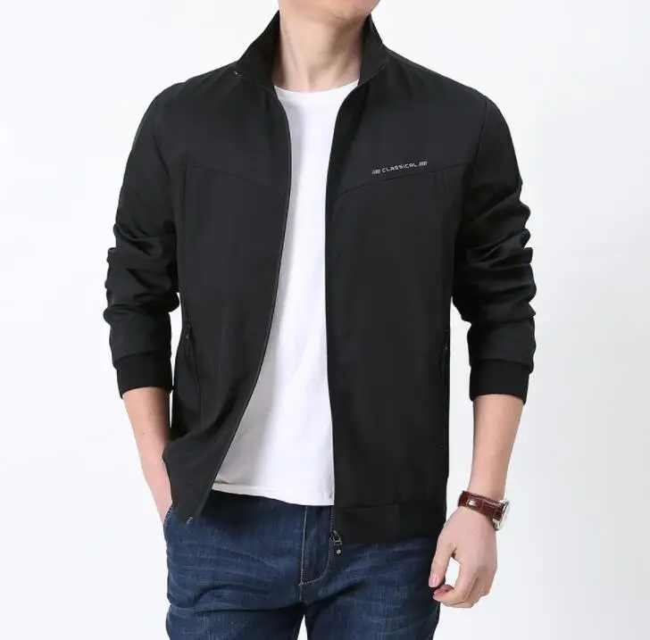 

Тонкая куртка для мужчин среднего возраста куртка с воротником-стойкой Свободная Повседневная Осенняя новая мужская куртка