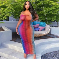 sexy colorful striped bodycon dress women summer 2021 beach vacation outfits spaghetti strap maxi dresses