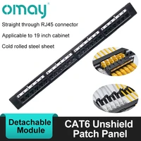 omay jack modular distribution frame 19 1u rack pass through tie free 24 port cat6 patch panel network rj45 adapter keystone