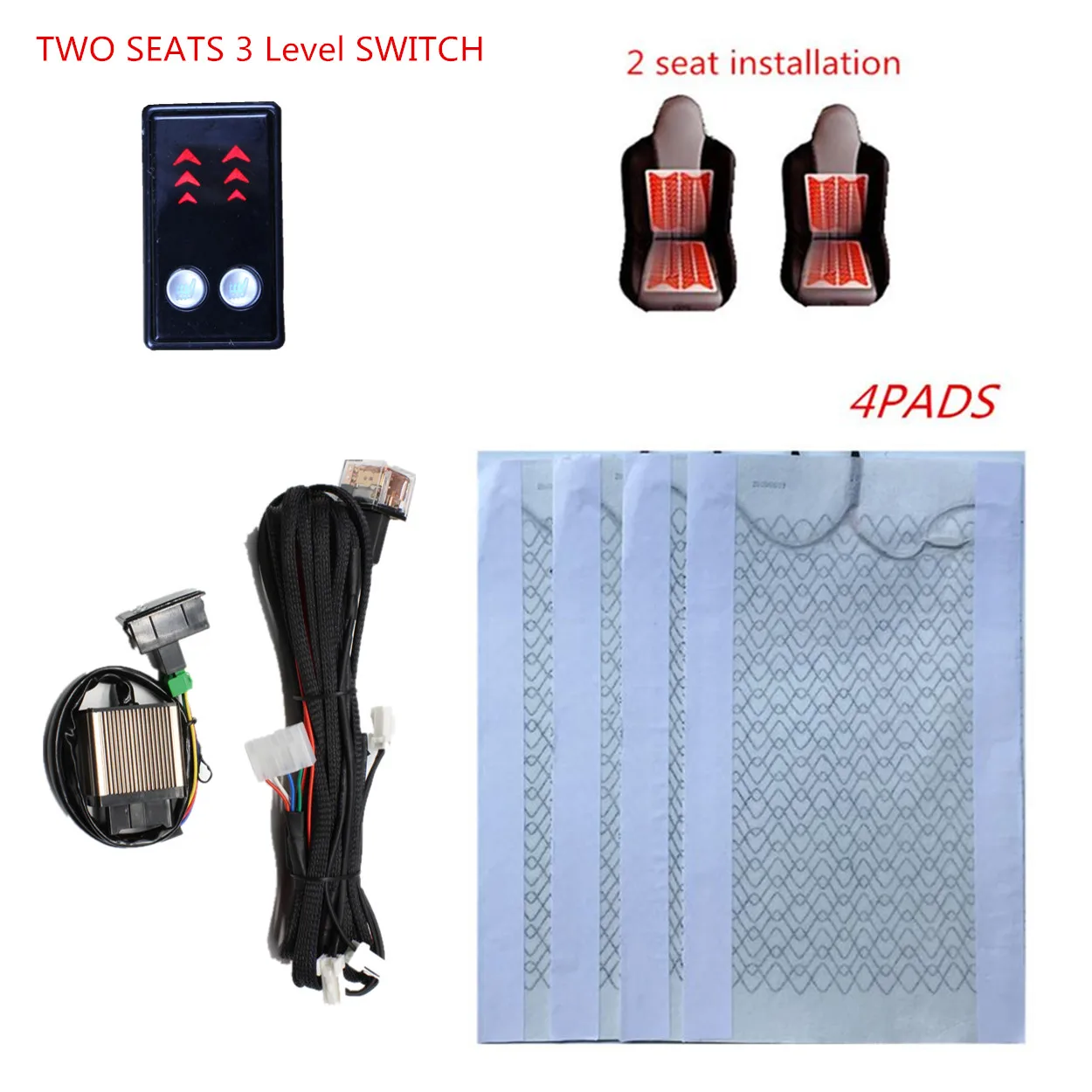Универсальный подогреваемый Подогрев сидений из углеродного волокна 2 сиденья 4