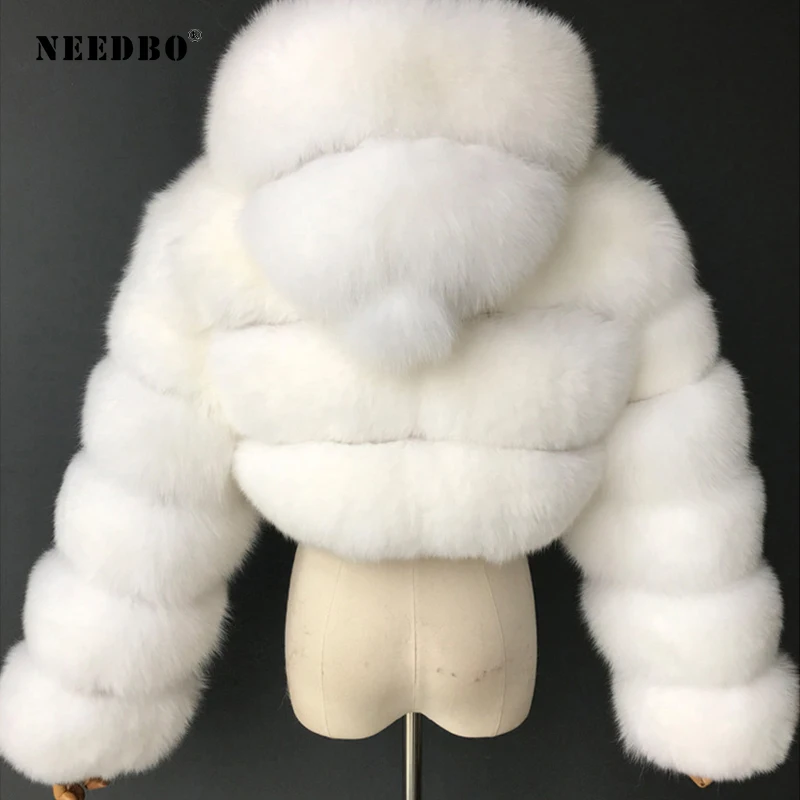 High Quality Cropped Winte Faux Fur Coats Women Jackets Furry Warm Winter Fur Jacket Hooded Manteau Femme Oversize Outerwear