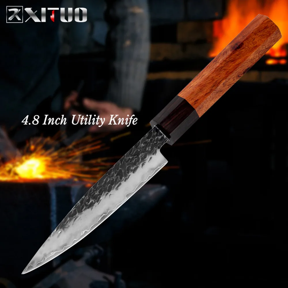 Utility Knife XITUO три-слой композита Сталь шеф-повара Ножи ручной ковки китайский нож Острый кухонный топорик Santoku кирицукэ утилита Пособия по кулинарии инструменты - Цвет: Utility Knife
