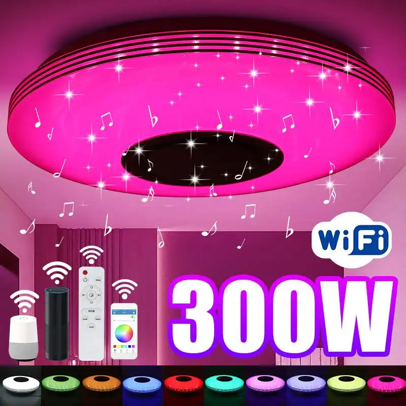 

300W 39cm WiFi Mordern RGB Dimmable LED Ceiling Lights Home Living Room Lighting Remote APP Control bluetooth Music Ceiling Lamp