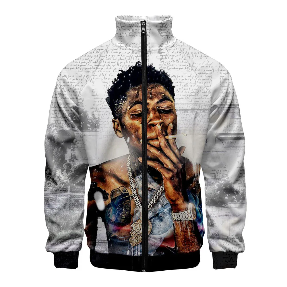 

Men's Jacket New Rap Youngboy Never Broke Again 3D Print Slim Stand Collar Zipper Jacket Male Casual Fashion All-match Tops
