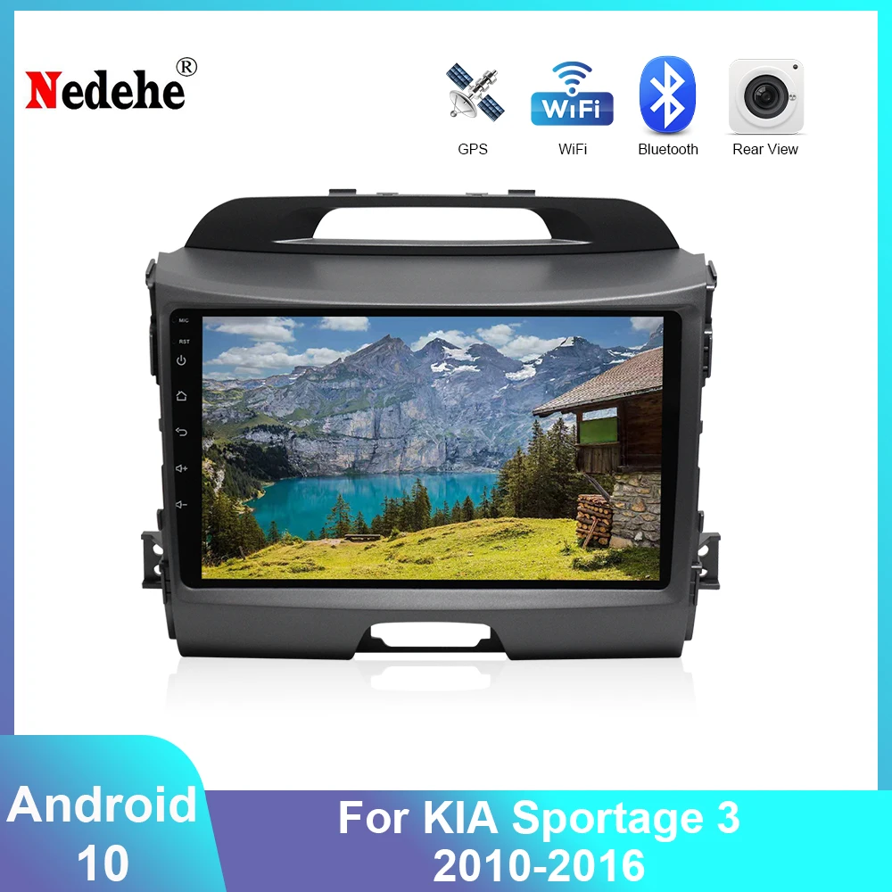 Автомобильный радиоприемник 2 Din на Android 10 с четырехъядерным процессором GPS