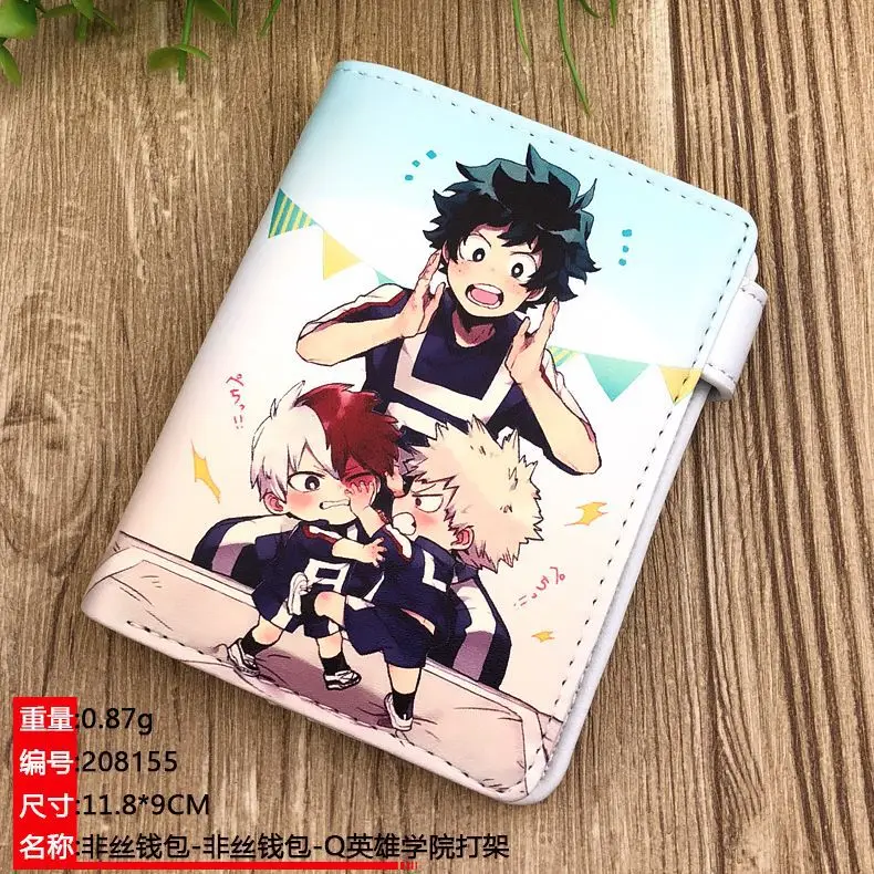 Аниме My Hero academic PU короткий кошелек Midoriya Izuku держатель для карт с кнопкой|Мужские