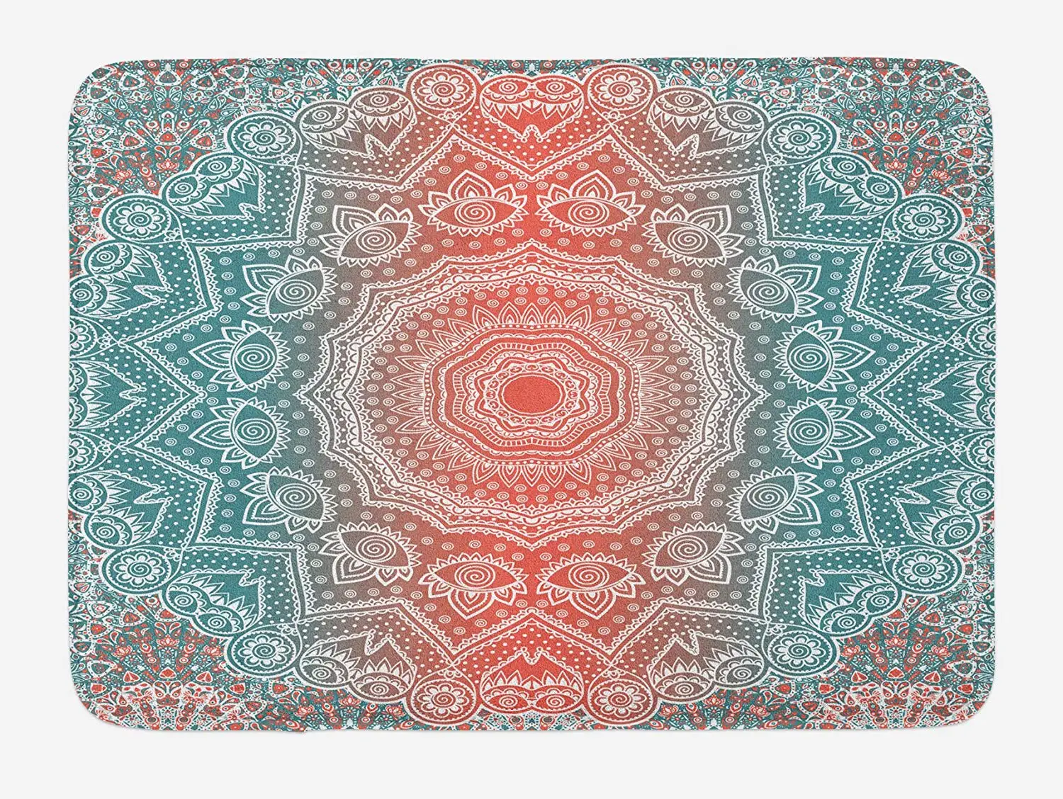 Коралловый и бирюзовый коврик Современный Племенной Мандала Тибетский лечебный