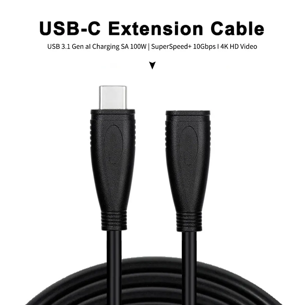 Удлинительный кабель 100 Вт PD 5A Type C 4K @ 60 Гц USB-C USB3.1 Gen 2 10 Гбит/с шнур для Macbook Pro Nintendo