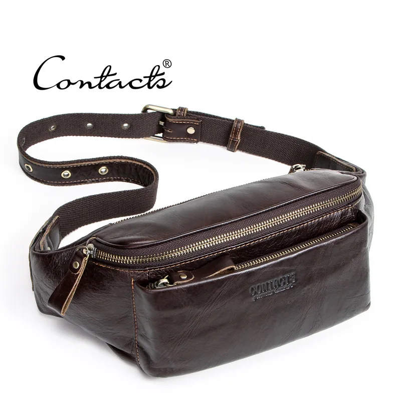 Мужская поясная сумка из натуральной кожи винтажная дорожная на молнии для iPhone с