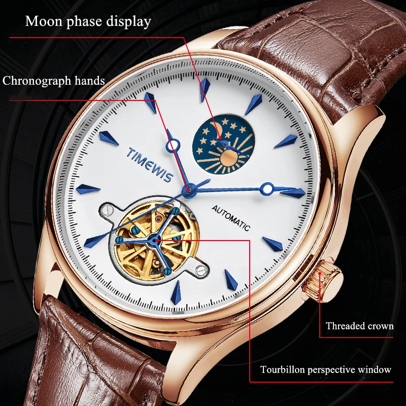 

Tourbillon Watch Men Automatic Mechanical Hollow Multi-Function Business Man Watches Brand Luxury Fashion 2020 New Male Watches