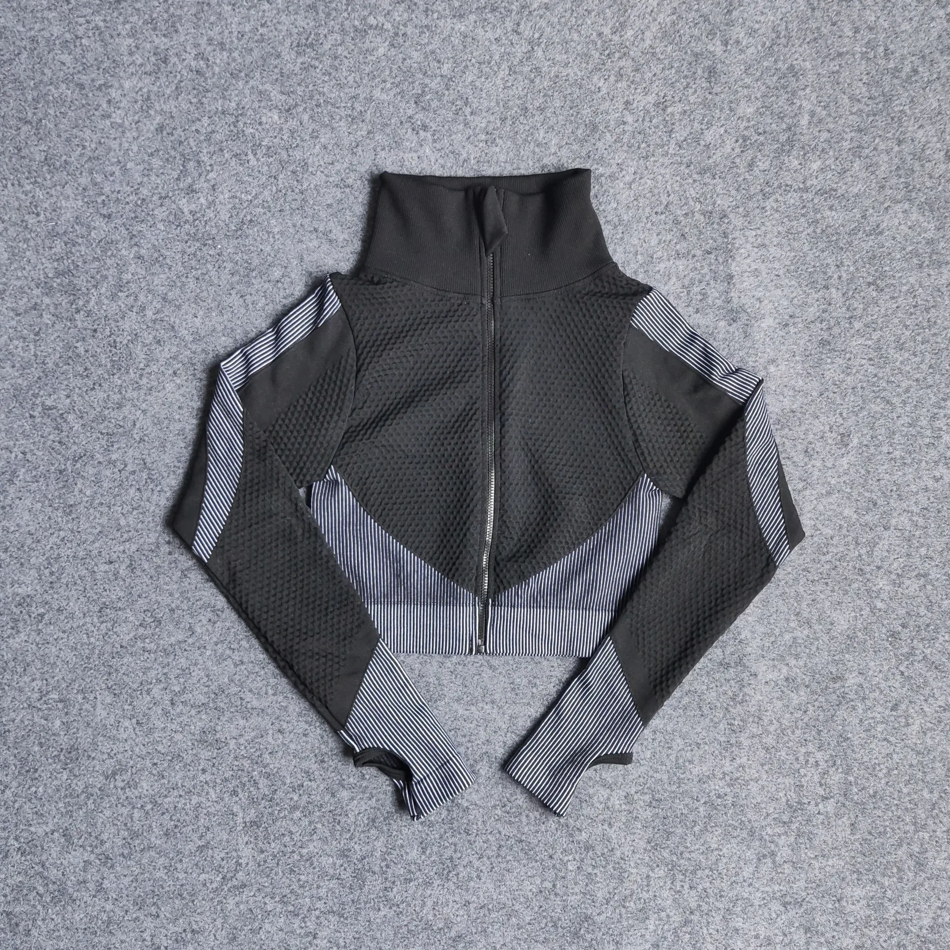 Zipper Sports Tights Seamless Long Sleeve Quick Rraining Running Yoga Belly Button Sport T-shirt Workout Tops Women Sportswear