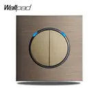 Wallpad L6 2 Gang 1 2 Way пуш-ап Кнопка настенный светильник переключатель коричневый матовый Алюминий атласная металлическая Панель слабый синий светодиодный индикатор