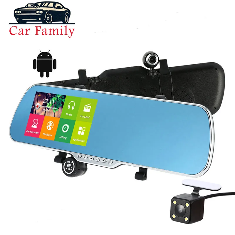 Зеркало видеорегистратор Dashcam Full HD 1080P 5 0 дюйма IPS сенсорный экран Android Wi Fi GPS