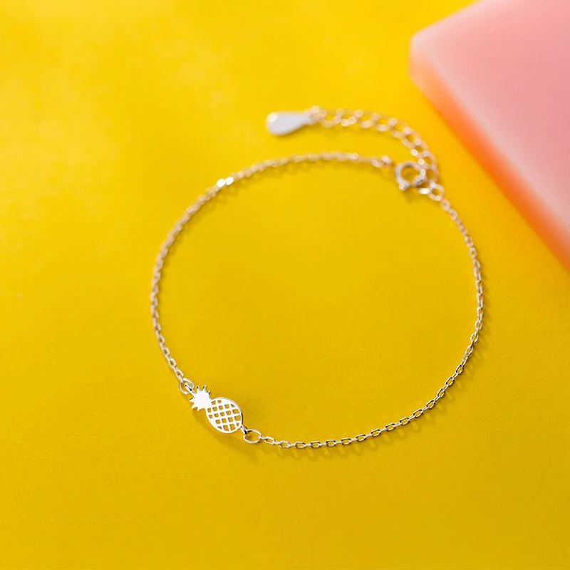 Женский браслет с фруктами и ананасами Trusta однотонный из стерлингового серебра