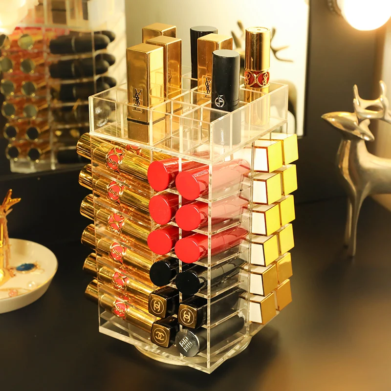 

New Acrylic Makeup Organizer Storage Box 360 Degree Rotating Lipstick Jewelry Box Lip Gloss Organizer Display Boxes