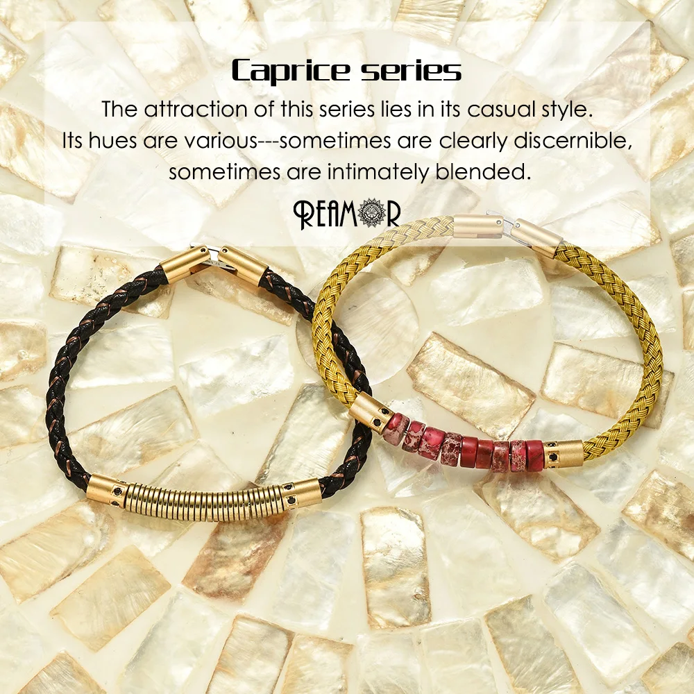 RUIMO Luxury Gold 316L Stainless Steel Wire and Detachable Natural Stone Bead Jewelry Men and Women Bracelet for DIY