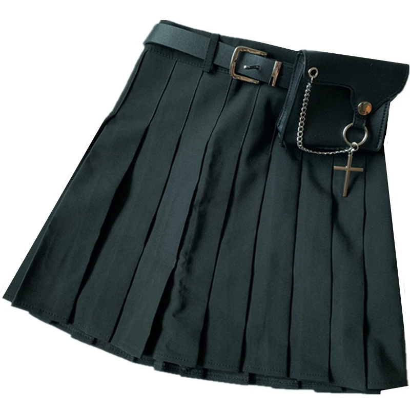 skirt Новые женские футболки Харадзюку готический черный футболка с вышитыми буквами с длинным рукавом, водолазка в стиле панк, уличная женская одежда - Цвет: skirt