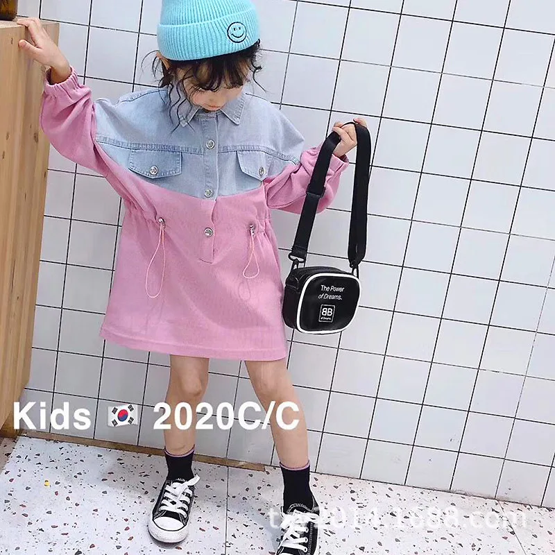 Новинка Весна 2020 Повседневное платье-рубашка с джинсовой строчкой на талии для