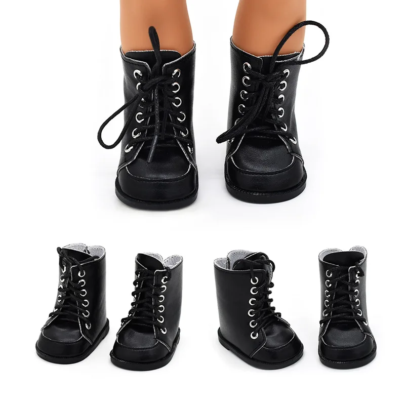 Doll Clothes Shoes Black Boots Shoes For 18 Inch American&43Cm Baby New Born Reborn Doll For Our Generation Christmas Girl`s
