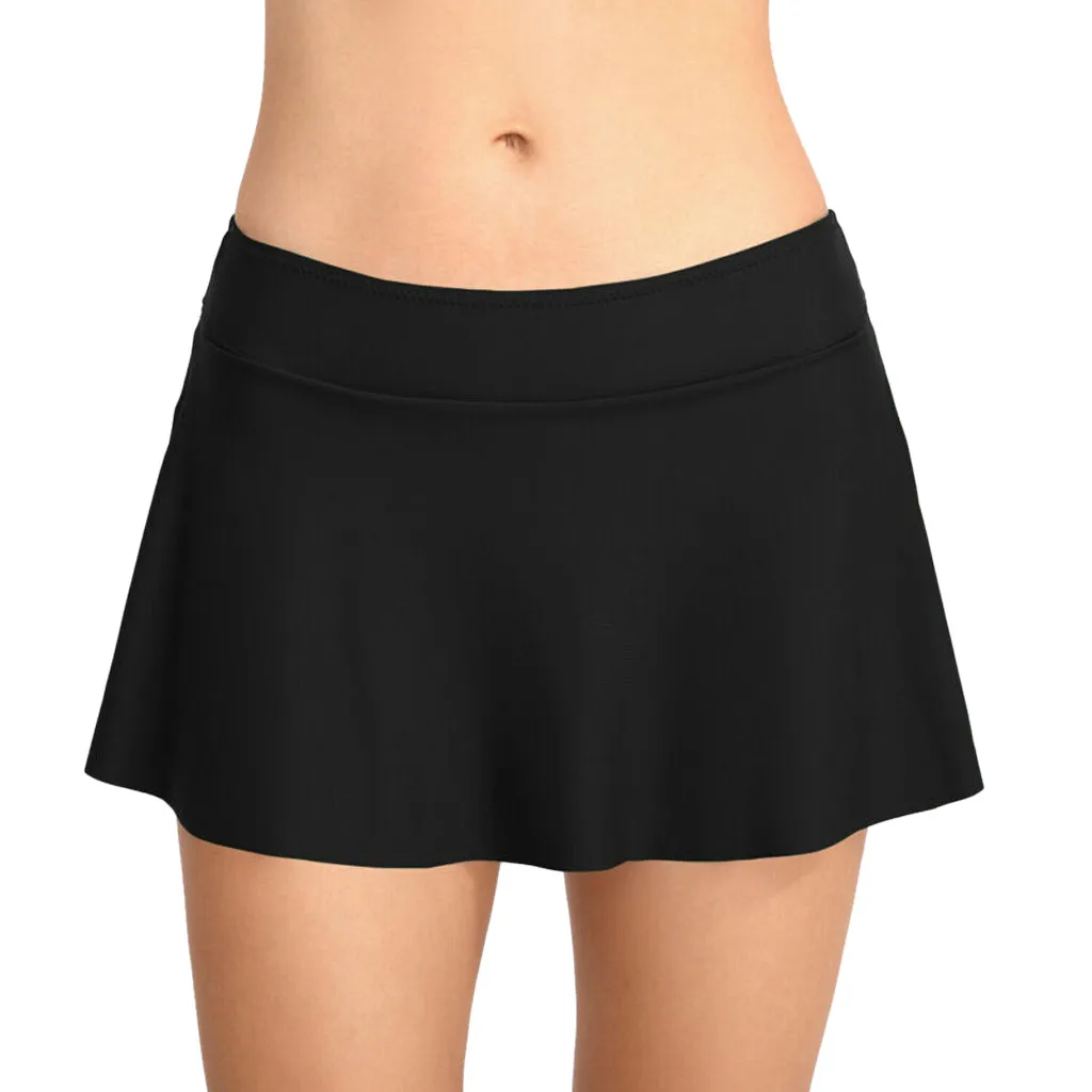 

Women Swimsuits High Waist Swim Skirt Bikini Bottom Solid Color Swimwear Summer Beach Briefs Causal Beachwear Maillot De Bain
