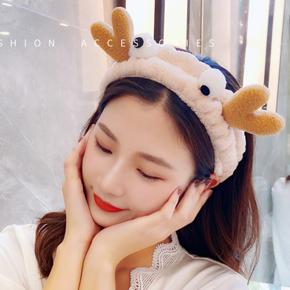 

Повязка на голову женская из кораллового флиса, мягкий эластичный бандаж для волос с мультяшным рисунком краба, головной убор для девушек, а...