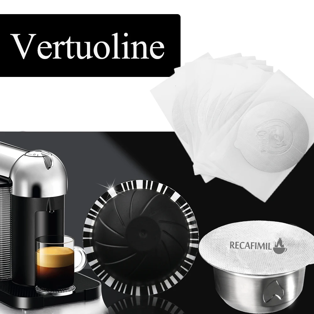 150/230 мл кофейная капсула для Nespresso Vertuoline Plus из нержавеющей стали с крышкой фольги