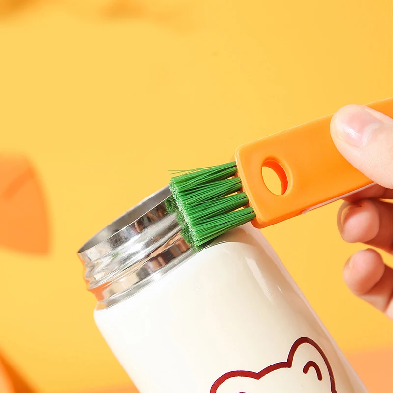 

3-in-1 Cup Lid Cleaning Brush Multifunctional Hard Bristles Water Bottle Spout Small Gap Cleaning Tools Folding for Seam TS2