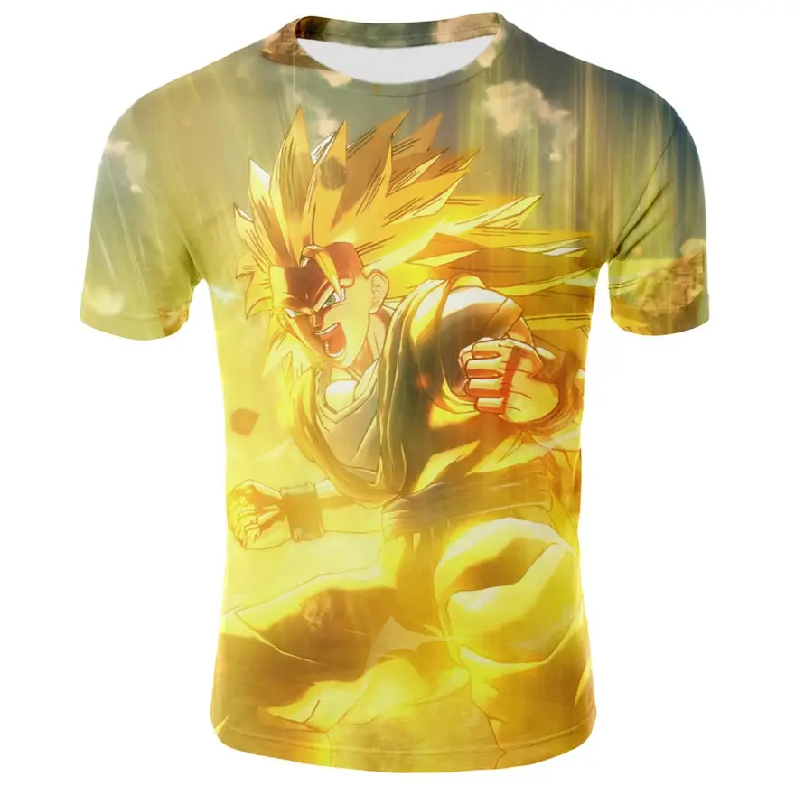 2019 летние Dragon Ball Z Супер Саян футболка Goku с принтом короткий рукав футболки